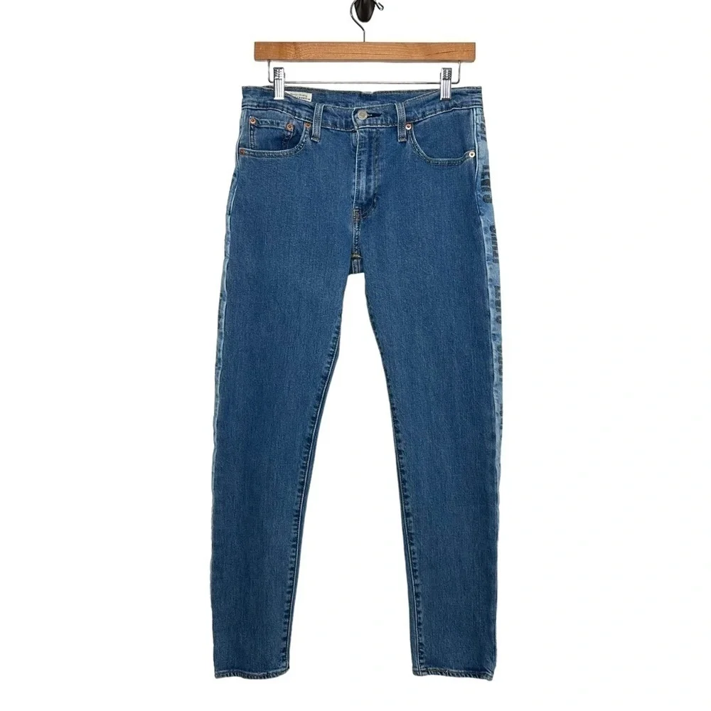 Levi's Mens Hi Ball Roll Jeans Size 30 Blue Medium Wash Logo Stripe Stretch